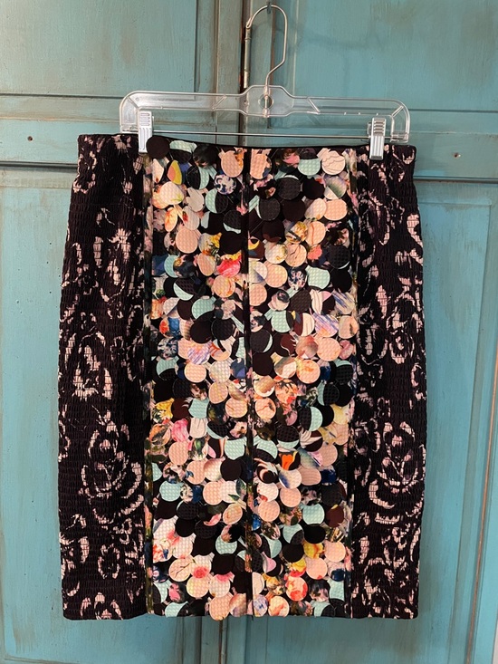 Byron Lars Dresses & Skirts - Anthropology Beguile by Byron Lars Black Pencil Skirt with Multicolor Panel